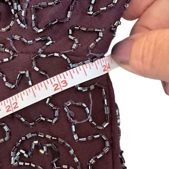 BRILLIANTE by J.A. 1X deep purple gown elegant beaded upper chiffon lower‎ - Picture 9 of 11